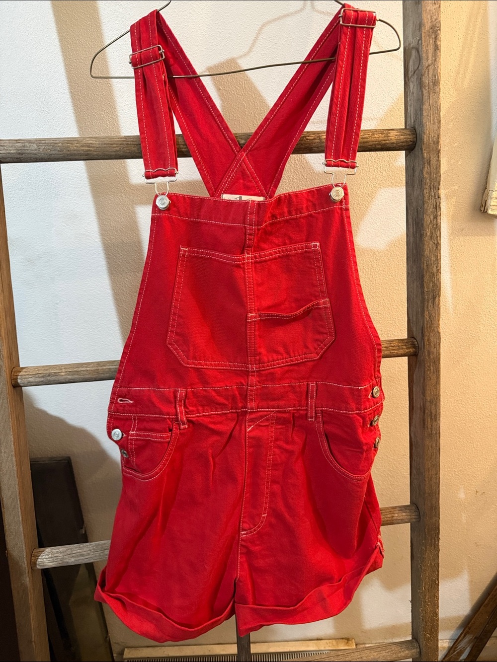 We The Free Red Short Overalls / Shortalls